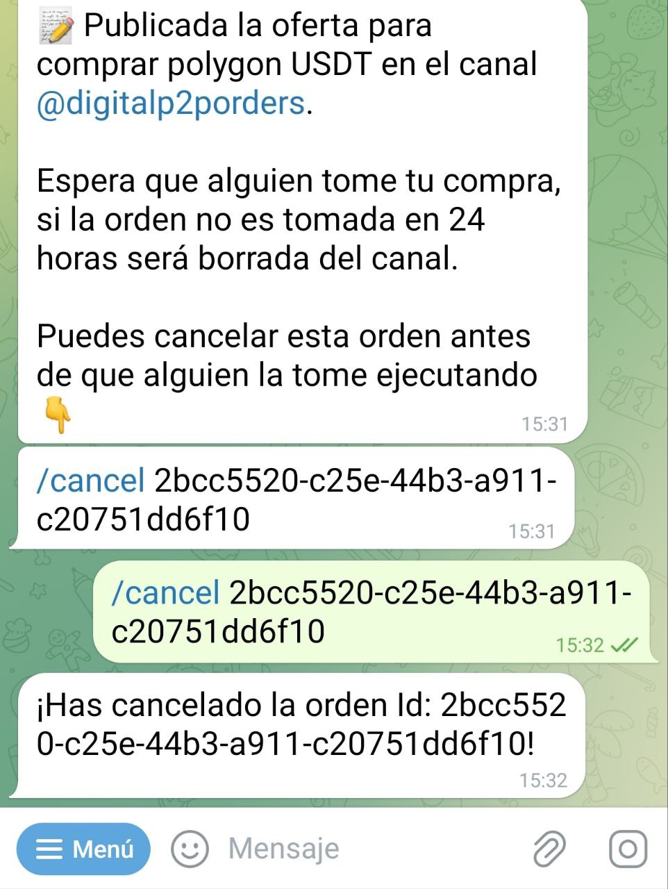 Cancelar orden