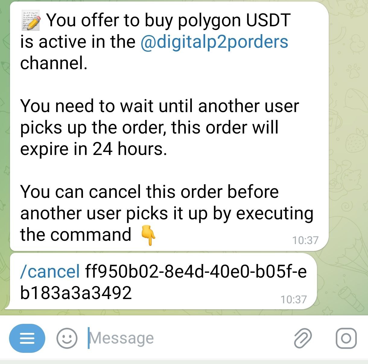 Cancel order command
