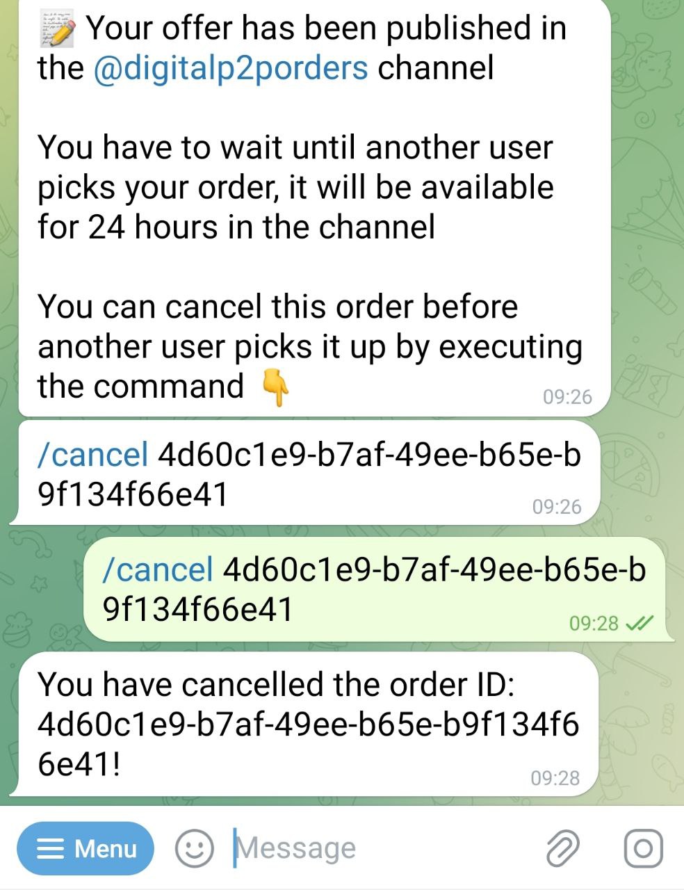 Order cancelled